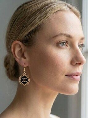 ✨VINTAGE CHANEL CC Repurposed Earrings - Black